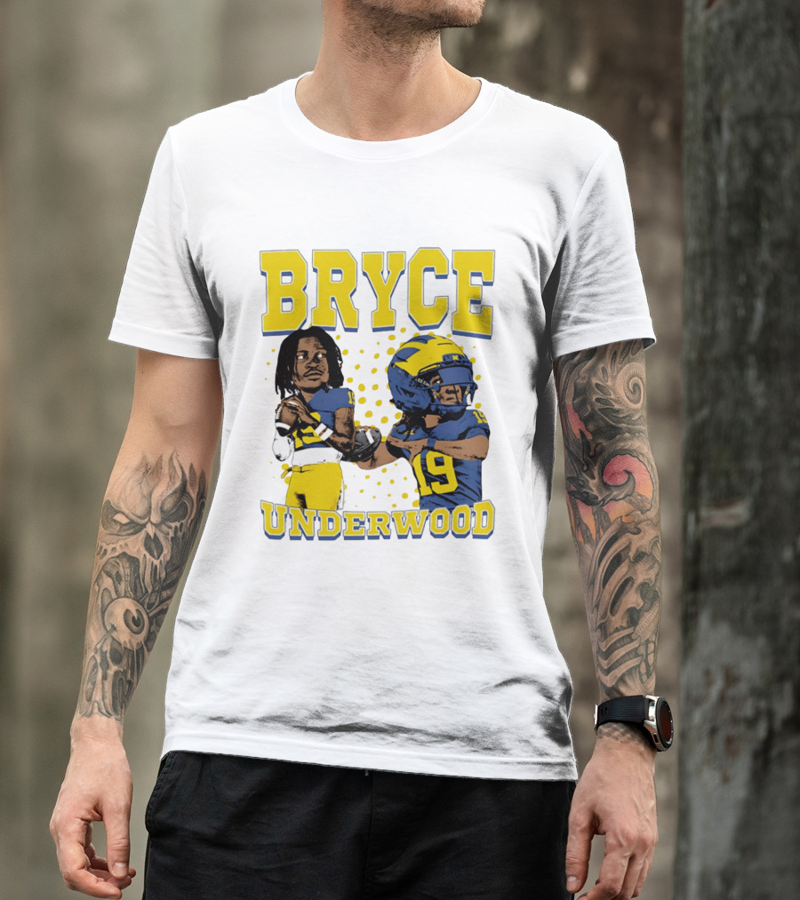 Bryce Underwood Michigan Blue And Yellow Football Caricature 19 T-Shirt