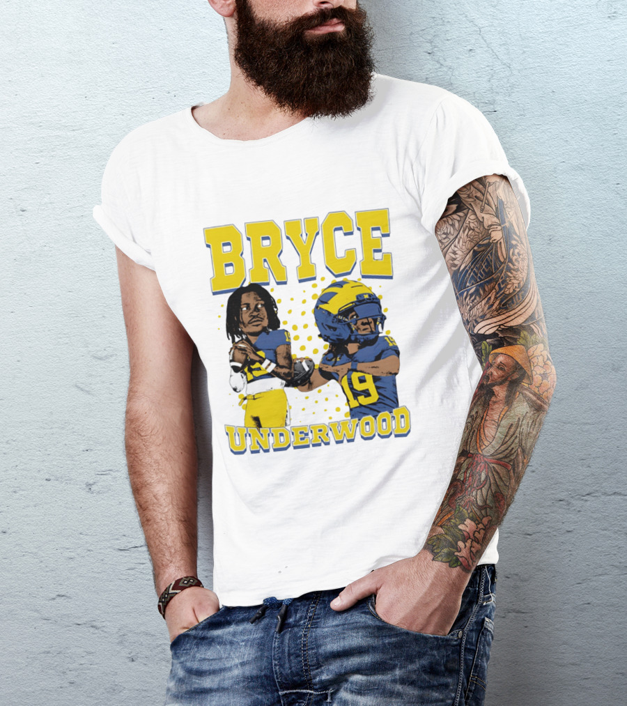 Bryce Underwood Michigan Blue And Yellow Football Caricature 19 T-Shirt