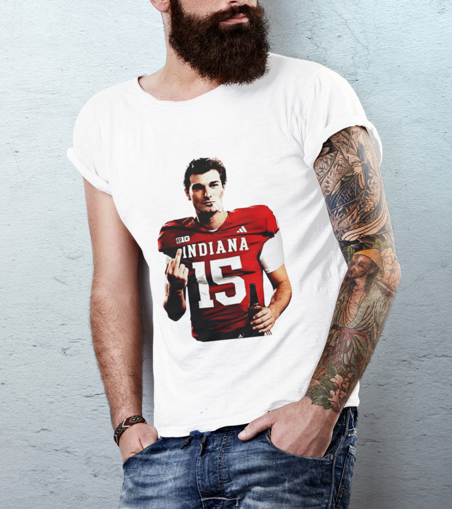 Indiana Hoosiers 15 Middle Finger Smoking Football Player T-Shirt
