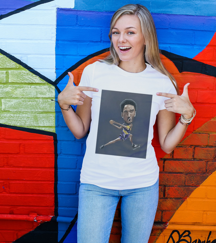 Kobe Bryant Caricature In Lakers Basketball Jersey T-Shirt