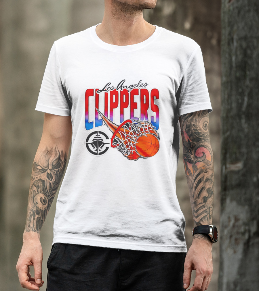 Los Angeles Clippers Basketball Flaming Hoop T-Shirt