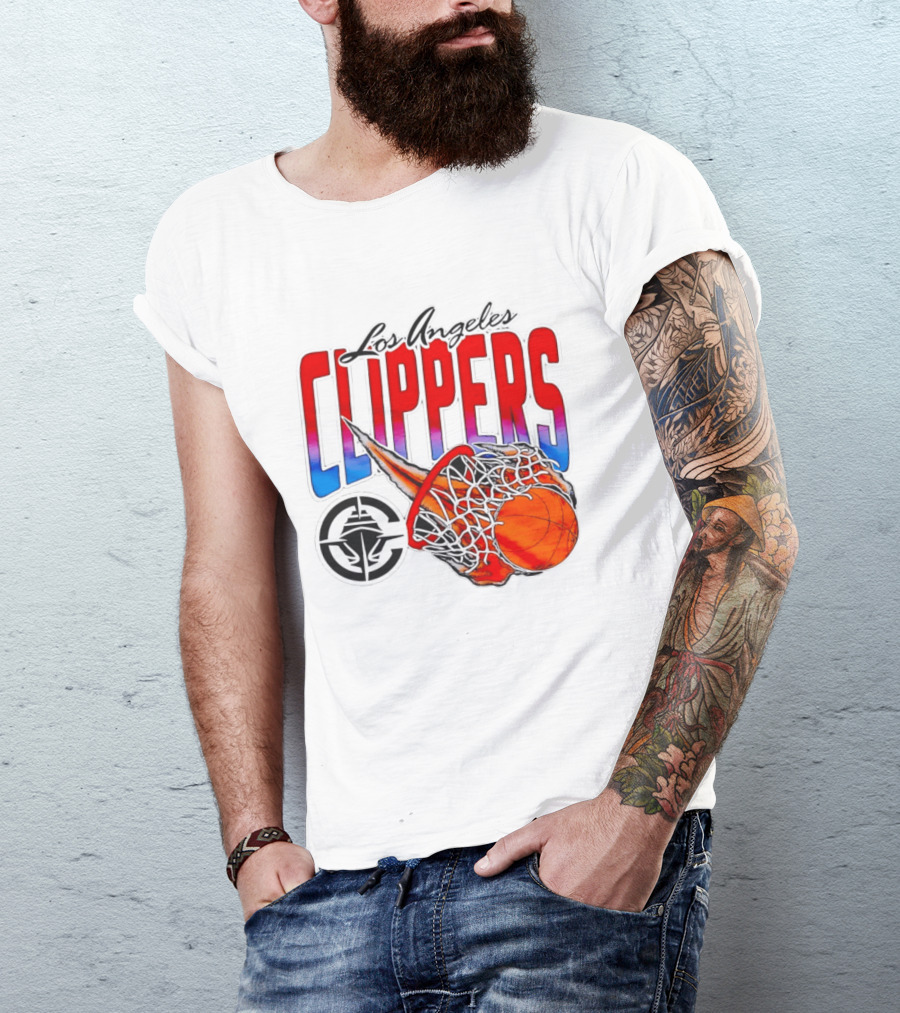 Los Angeles Clippers Basketball Flaming Hoop T-Shirt