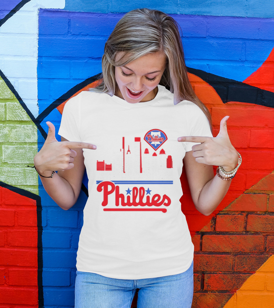 Philadelphia Phillies 2025 City Skyline And Players Names T-Shirt