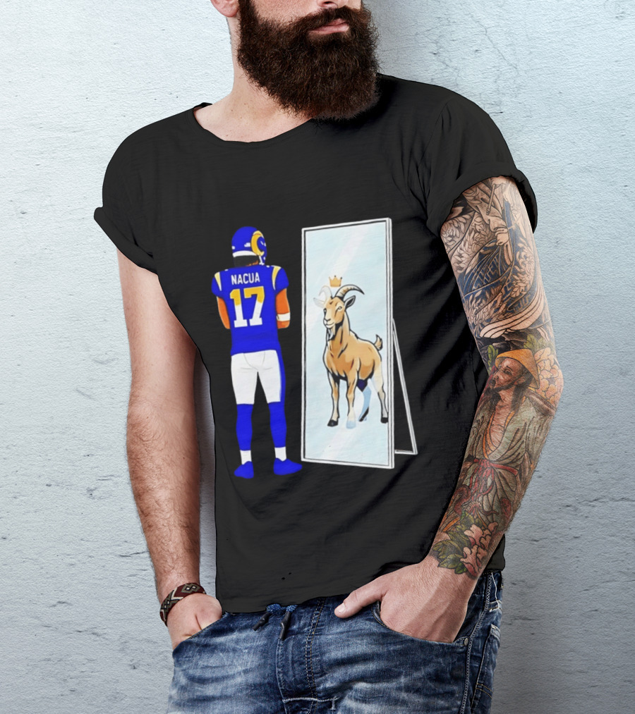 Puka Nacua 17 Los Angeles Rams Mirror Goat Crown T-Shirt