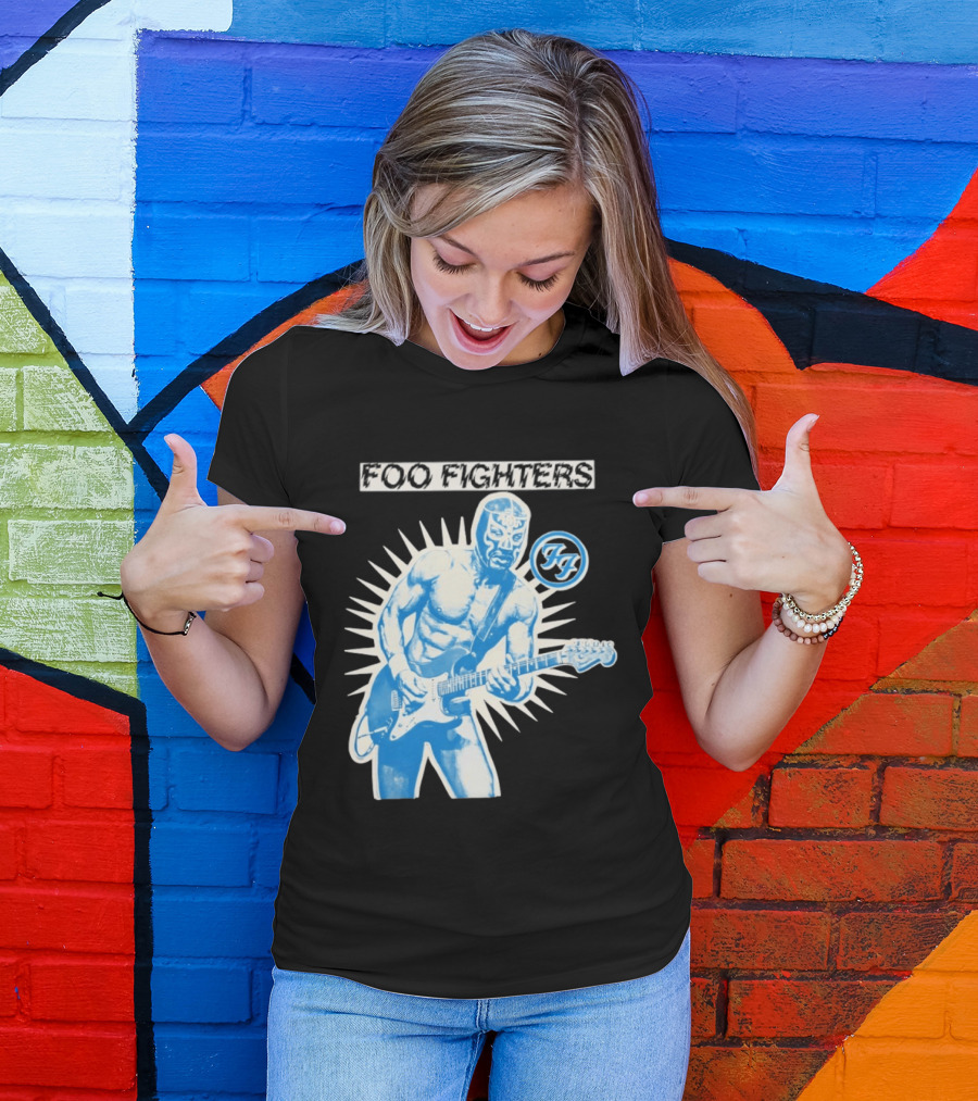 Foo Fighters 2026 Tasmania Lucha Libre Masked Guitarist Iconic FF T-Shirt