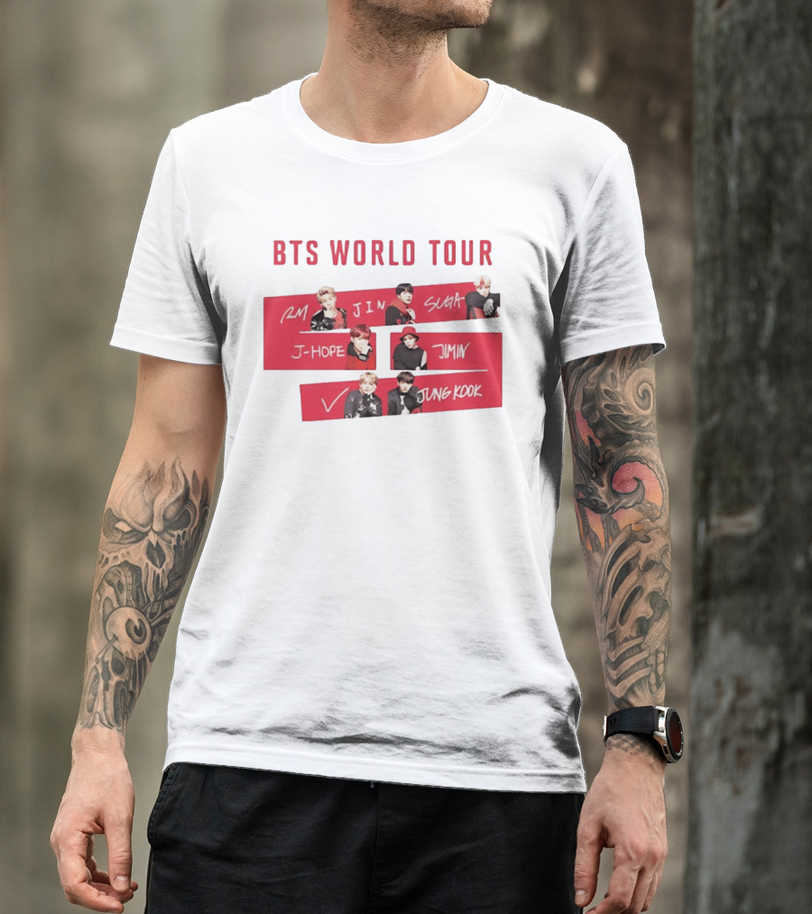 BTS World Tour RM Jin Suga J Hope Jimin V Jungkook T-Shirt
