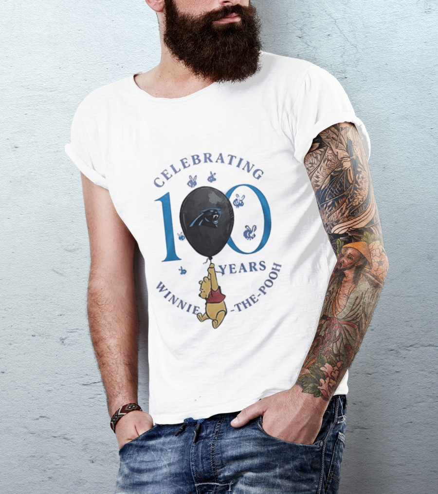 Carolina Panthers Winnie The Pooh 100th Anniversary Celebrating Years T-Shirt