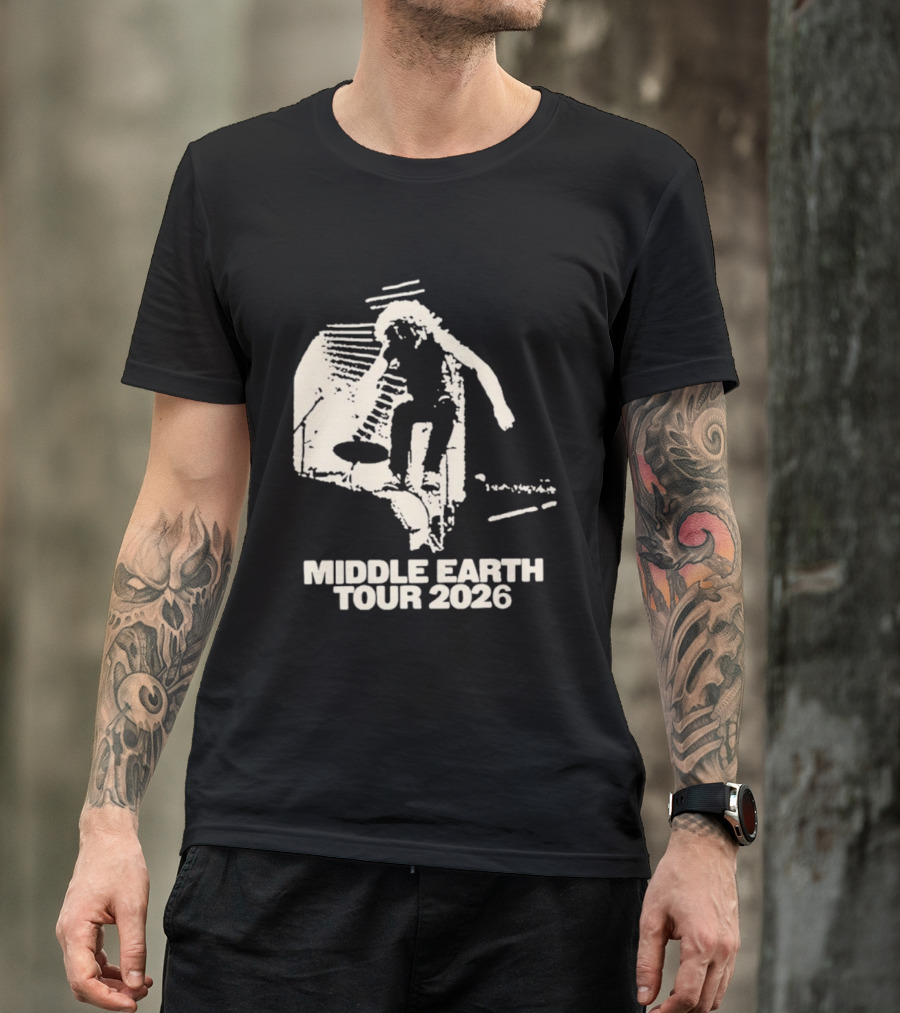 Jesse Welles Middle Earth Tour 2026 Sketch Style Concert Promotion T-Shirt