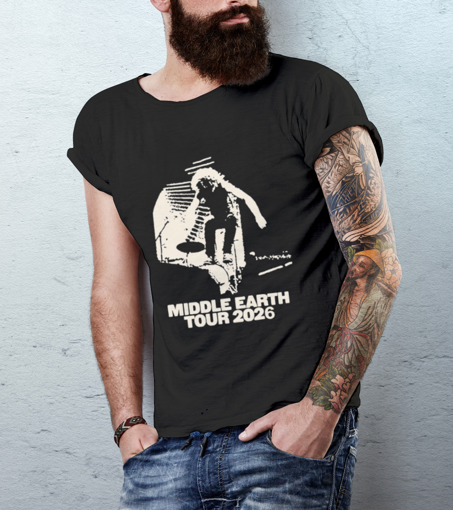 Jesse Welles Middle Earth Tour 2026 Sketch Style Concert Promotion T-Shirt