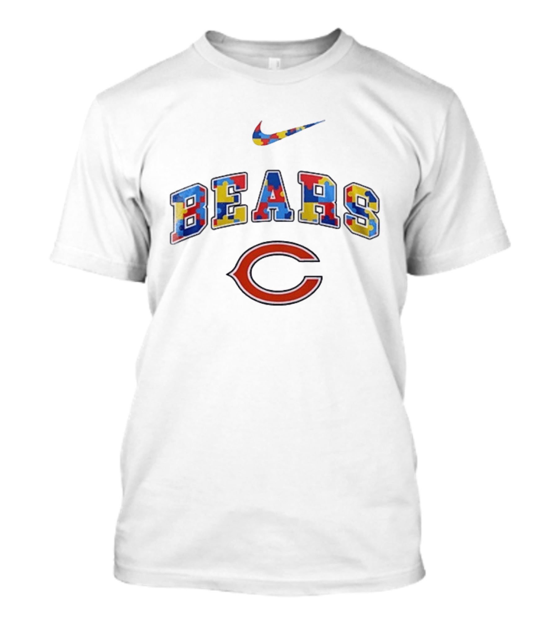 Chicago Bears Autism Awareness Puzzle Nike Accept Understand Love T-Shirt