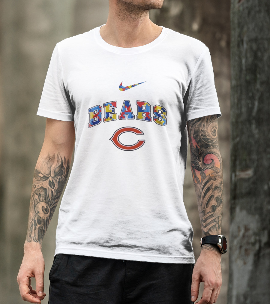Chicago Bears Autism Awareness Puzzle Nike Accept Understand Love T-Shirt