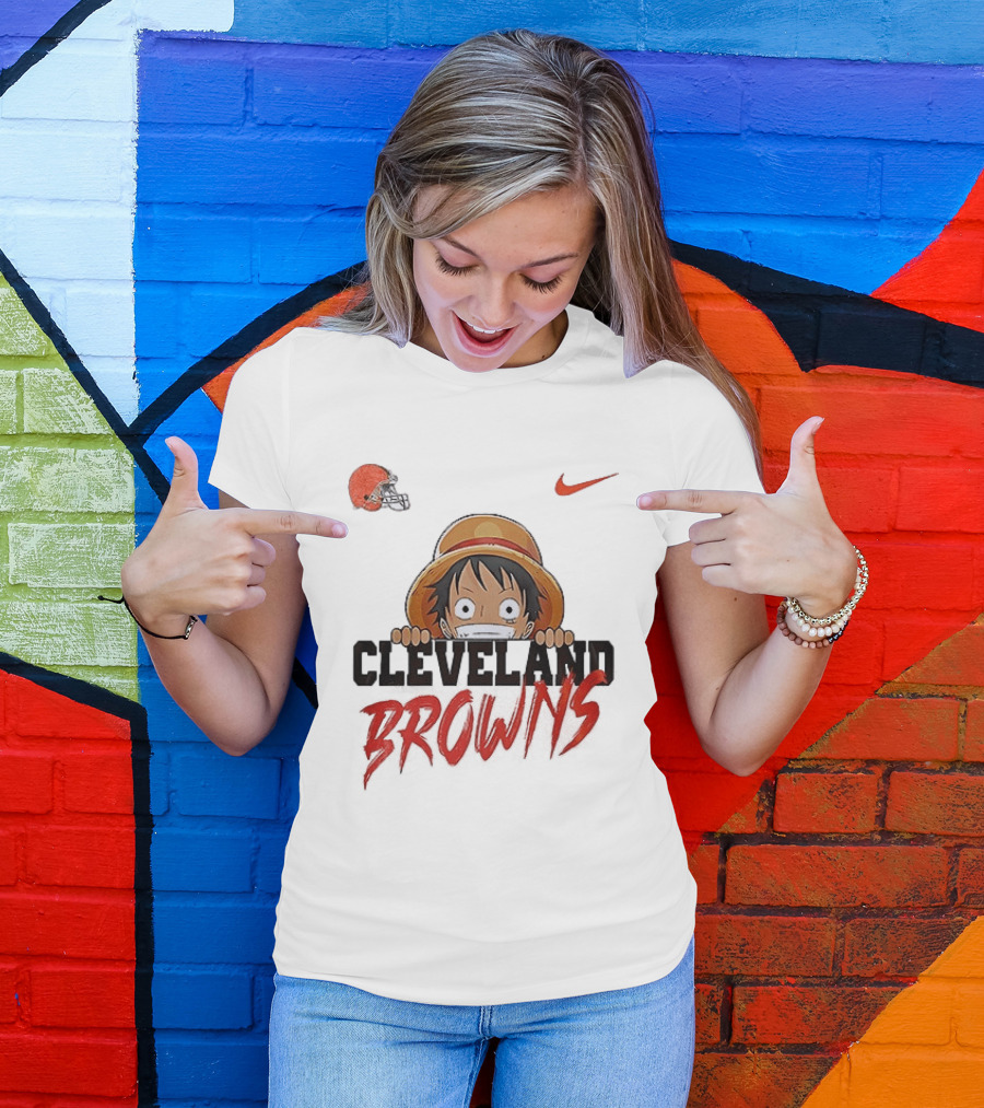 Cleveland Browns One Piece Monkey D Luffy Nike Collaboration T-Shirt