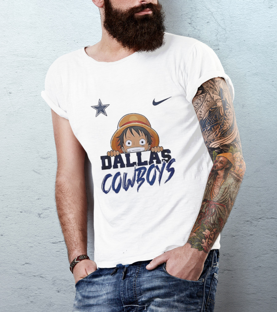 Dallas Cowboys One Piece Monkey D Luffy Nike Collaboration T-Shirt