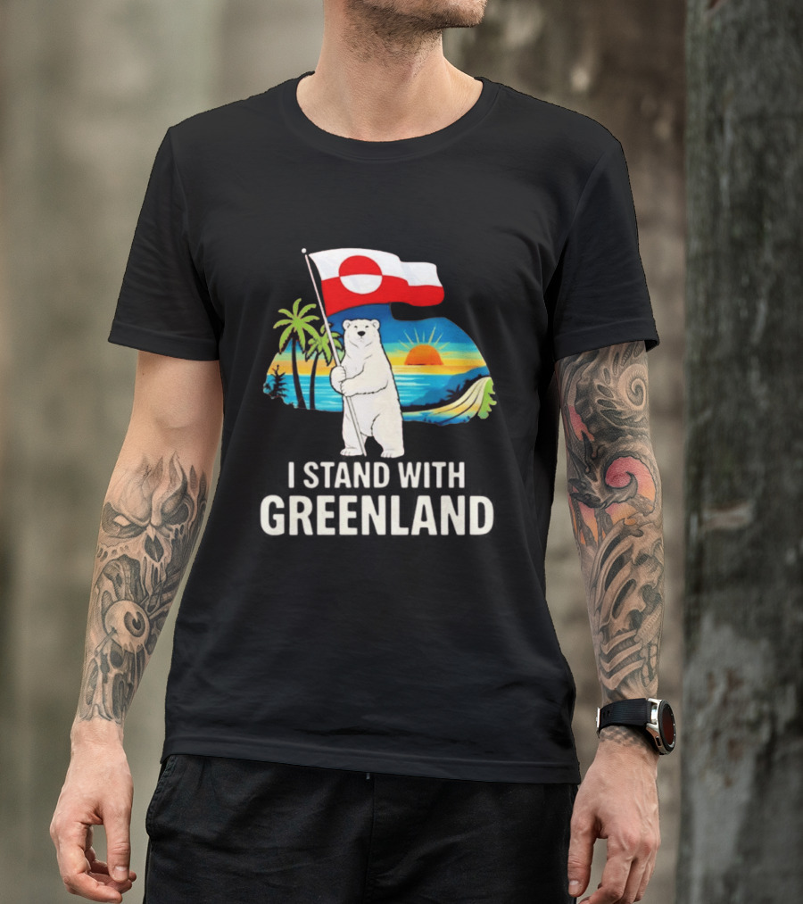 I Stand With Greenland Polar Bear Sunburst Scenery T-Shirt