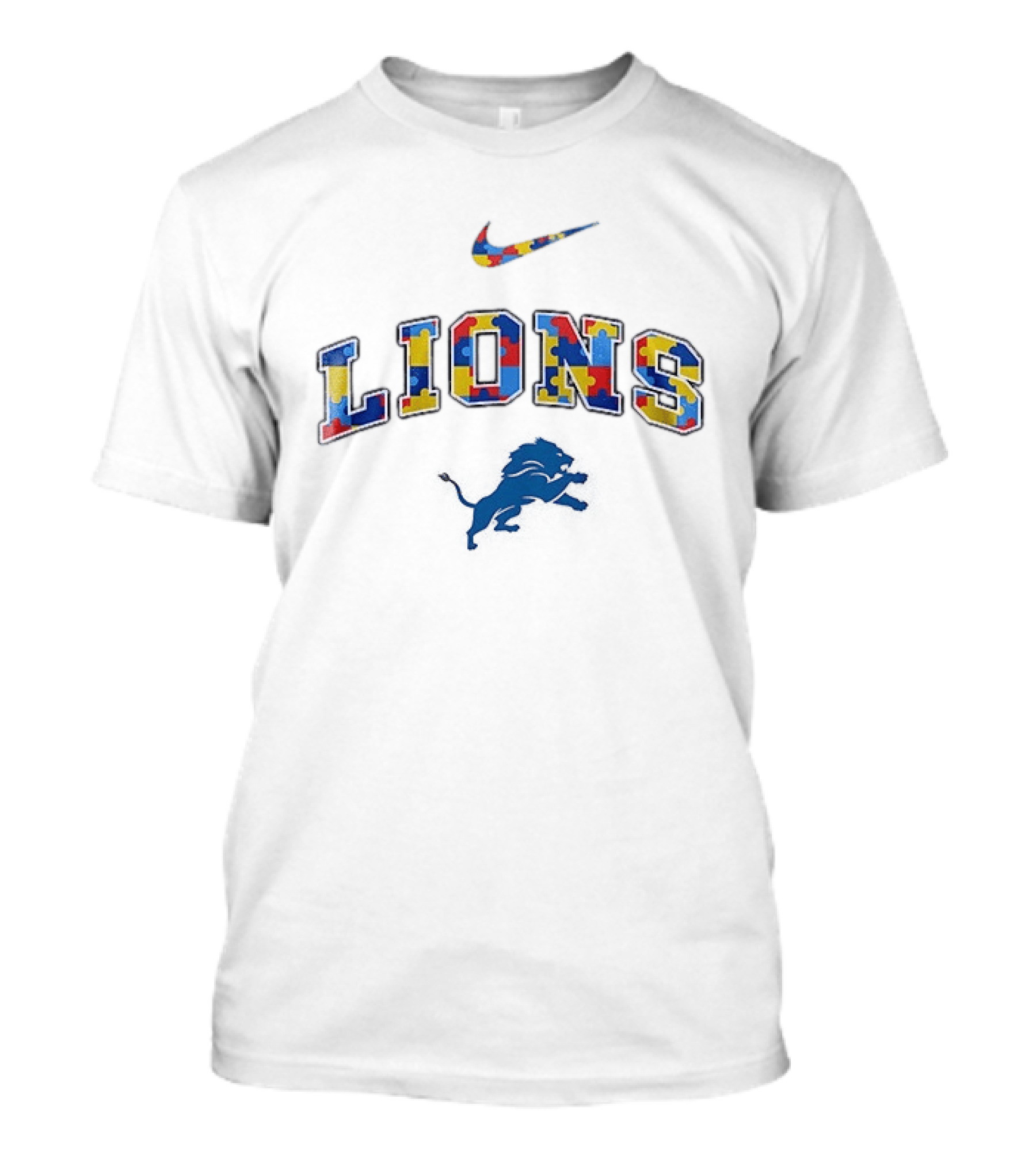 Detroit Lions Autism Awareness Puzzle Piece Nike LIONS T-Shirt