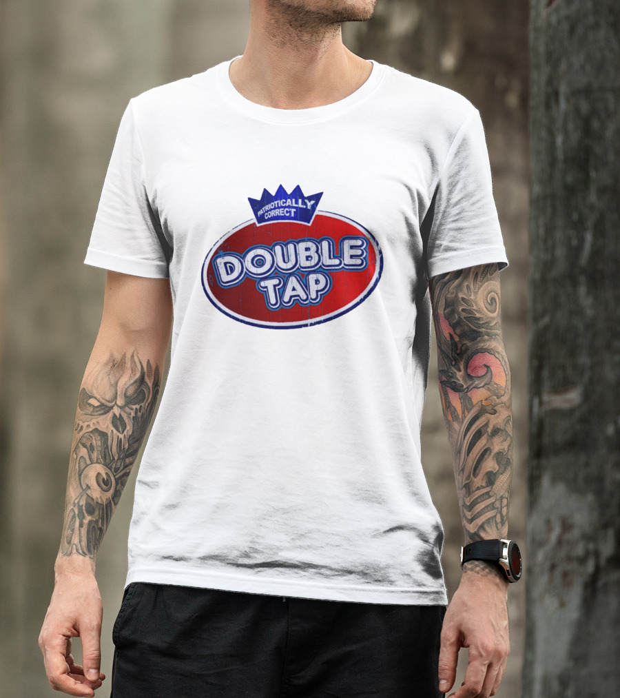 Patriotically Correct Double Tap Oval Design With Crown T-Shirt