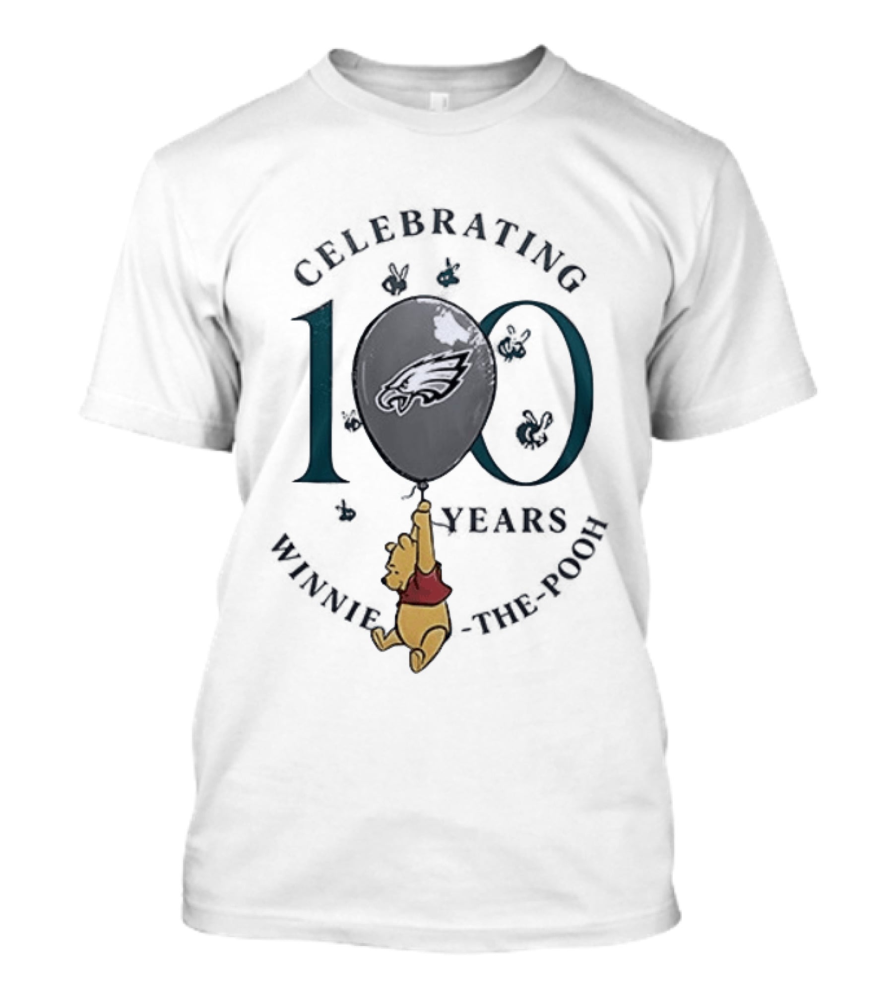 Philadelphia Eagles Winnie The Pooh 100th Anniversary Celebrating Balloon T-Shirt