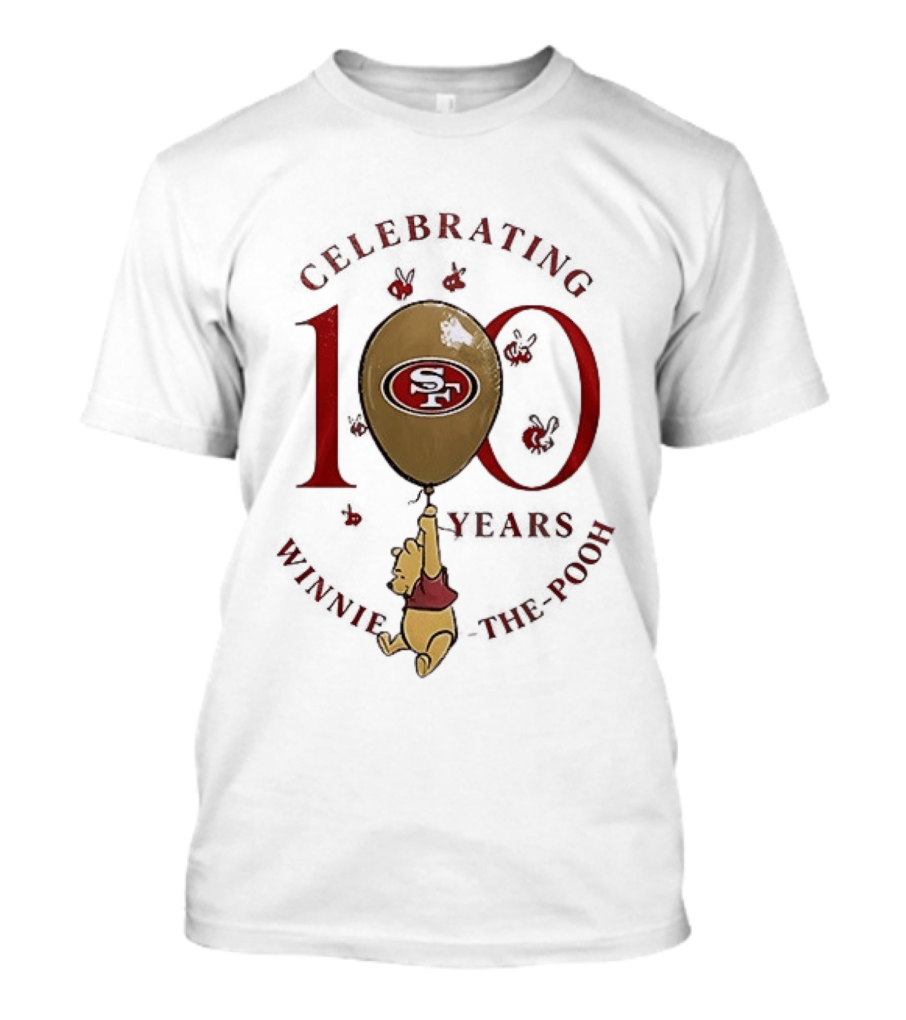 San Francisco 49ers Winnie The Pooh 100th Anniversary Celebrating T-Shirt