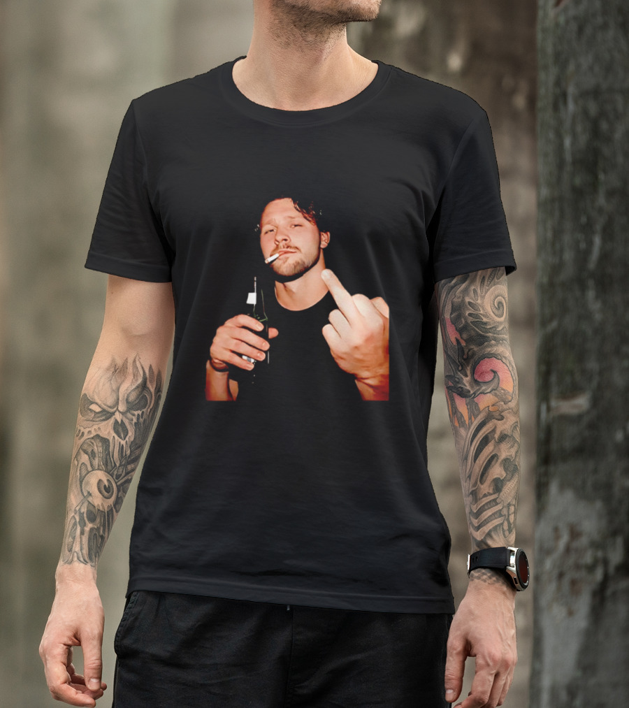 Josh Allen Smoking And Holding Beer Middle Finger T-Shirt