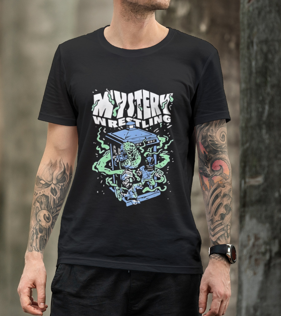 Mystery Wrestling Dr Who Boxing Tardis Green Monster Match T-Shirt