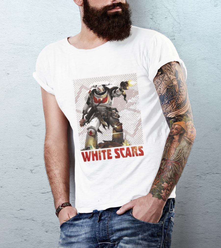 Warhammer 40 000 White Scars Power Armor Warrior With Weapon T-Shirt