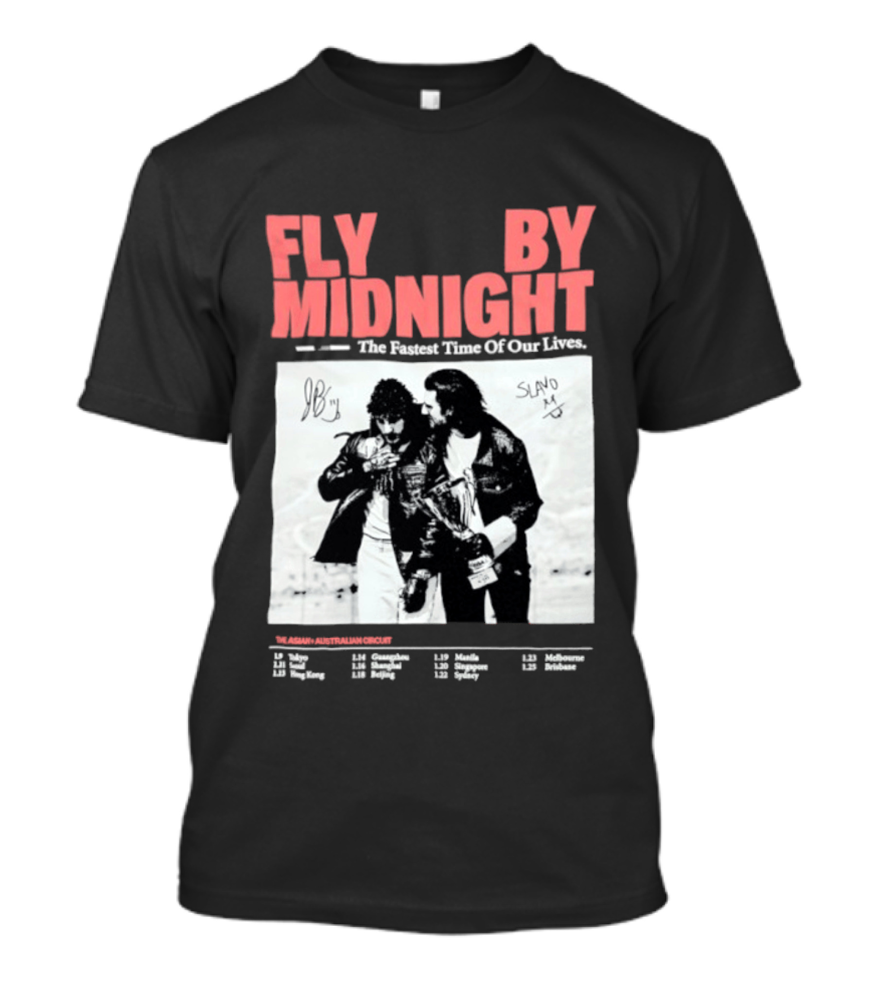 Fly By Midnight The Fastest Time Of Our Lives Black And White Signatures T-Shirt
