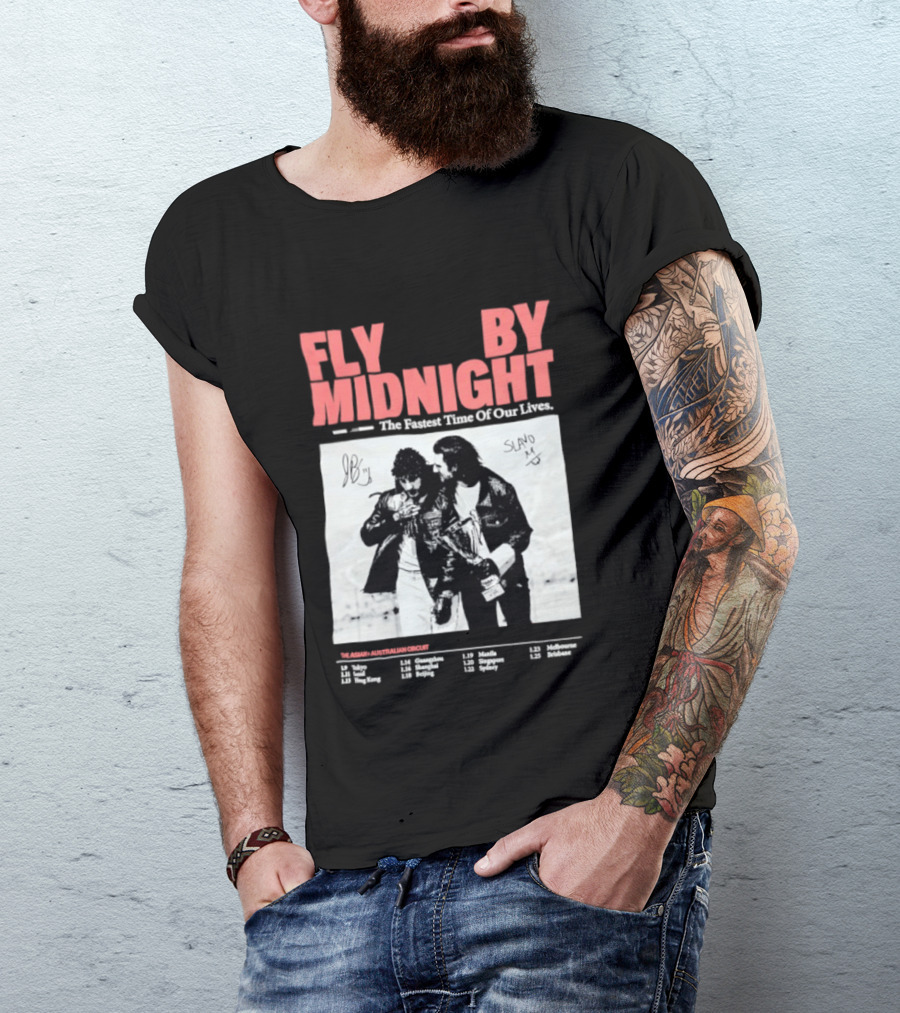 Fly By Midnight The Fastest Time Of Our Lives Black And White Signatures T-Shirt