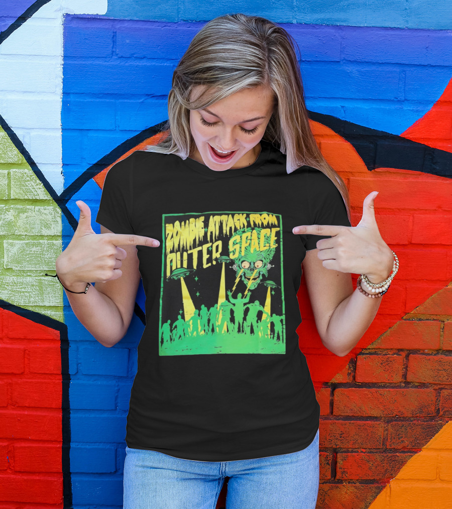 Zombie Attack From Outer Space UFO Alien Invasion T-Shirt