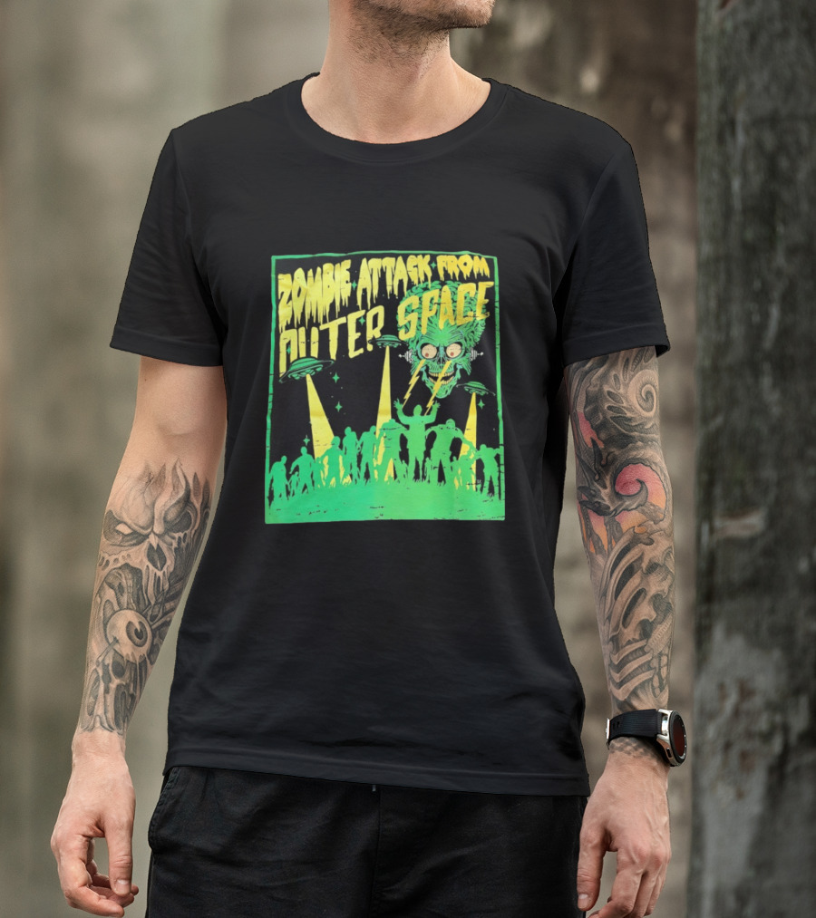 Zombie Attack From Outer Space UFO Alien Invasion T-Shirt