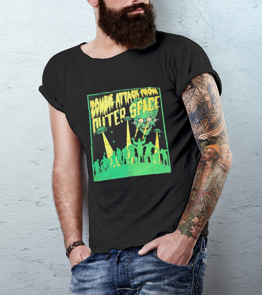 Zombie Attack From Outer Space UFO Alien Invasion T-Shirt