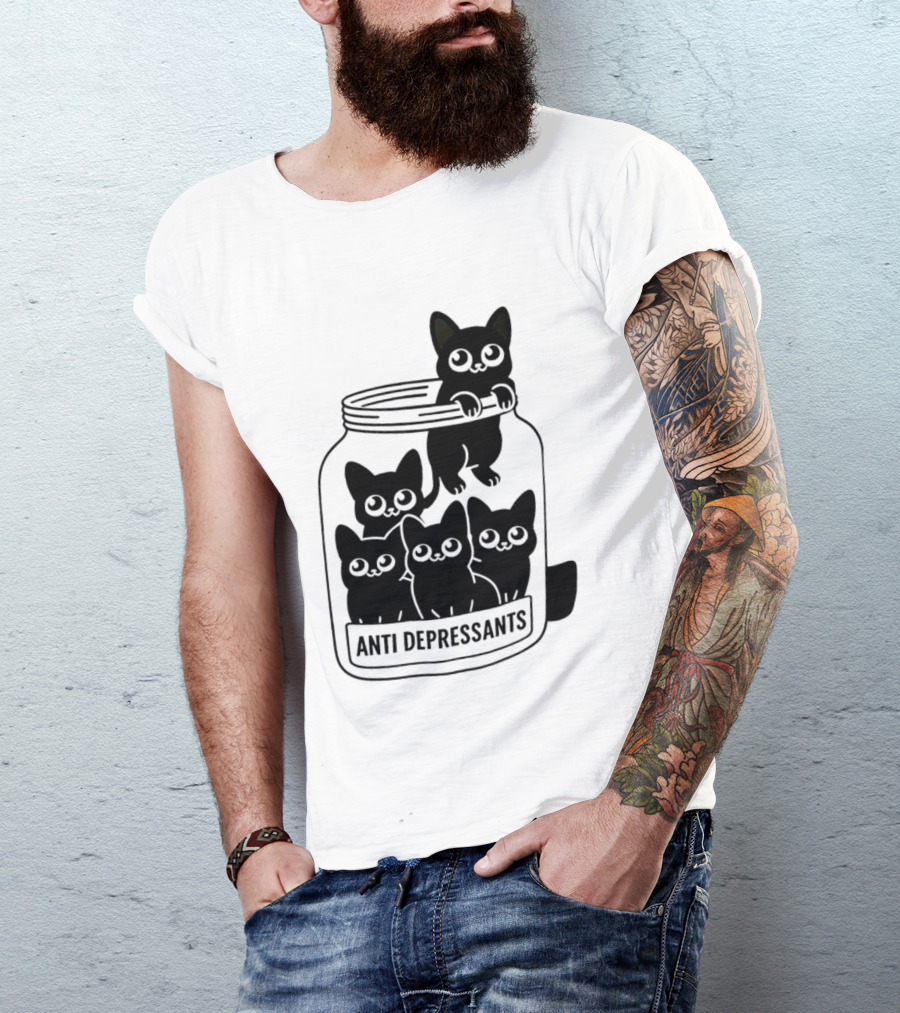 Anti Depressants Cat Jar With Cute Kittens T-Shirt