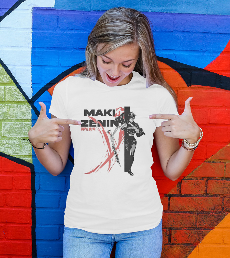 Maki Zenin Jujutsu Kaisen Anime Red Brush T-Shirt