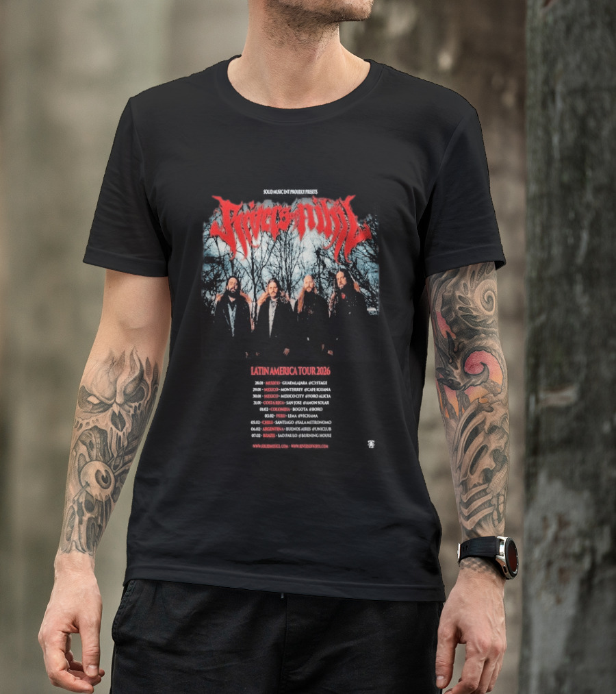 Rivers Of Nihil Latin America Tour 2026 Band Photo With Tour Dates And Locations T-Shirt