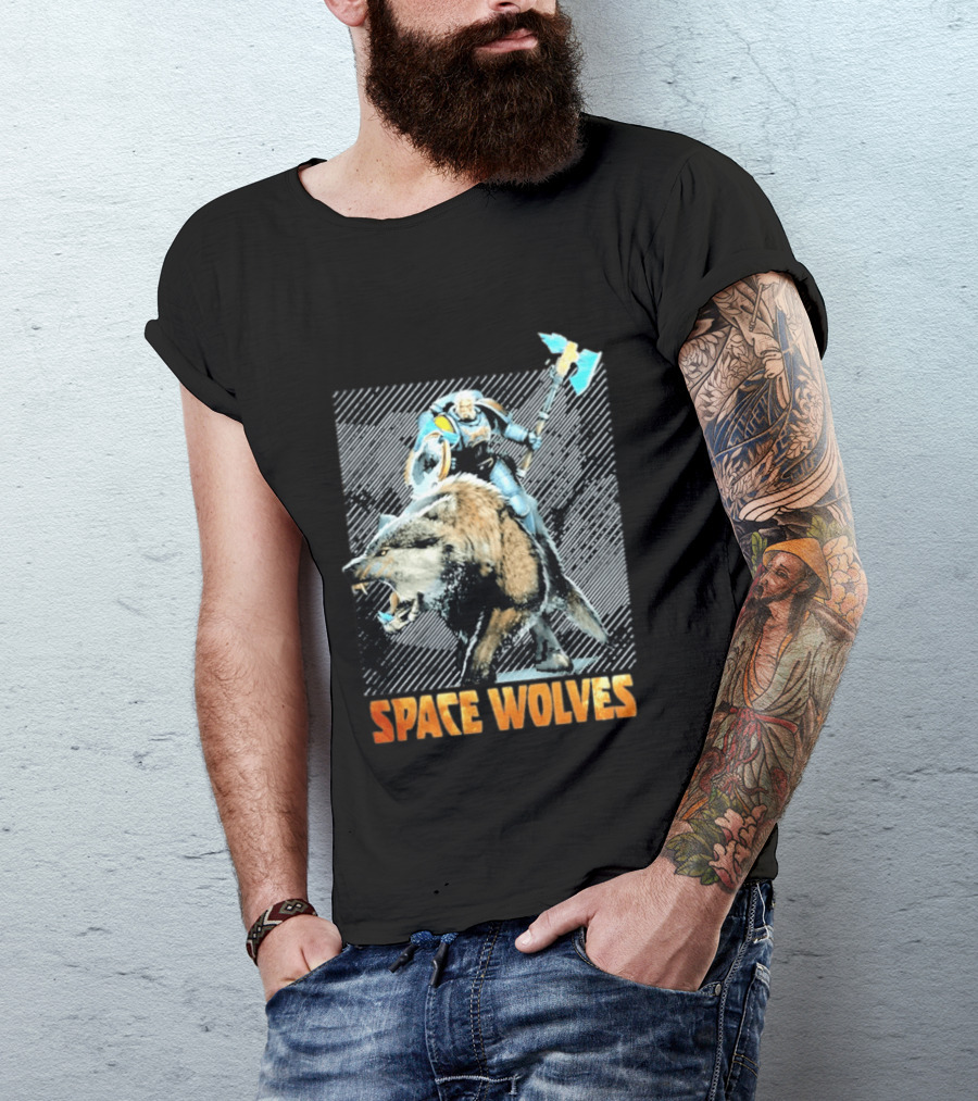 Space Wolves Warhammer 40 000 Iconic Warrior And Beast T-Shirt