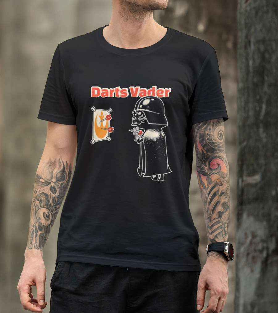 Darts Vader Playing Targets With Iconic Galactic Dartboard Opponent T-Shirt