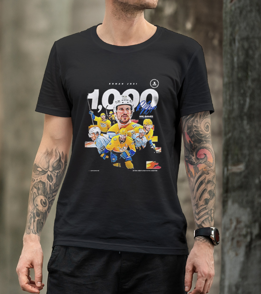 Nashville Predators Roman Josi 1000 NHL Games Celebration T-Shirt