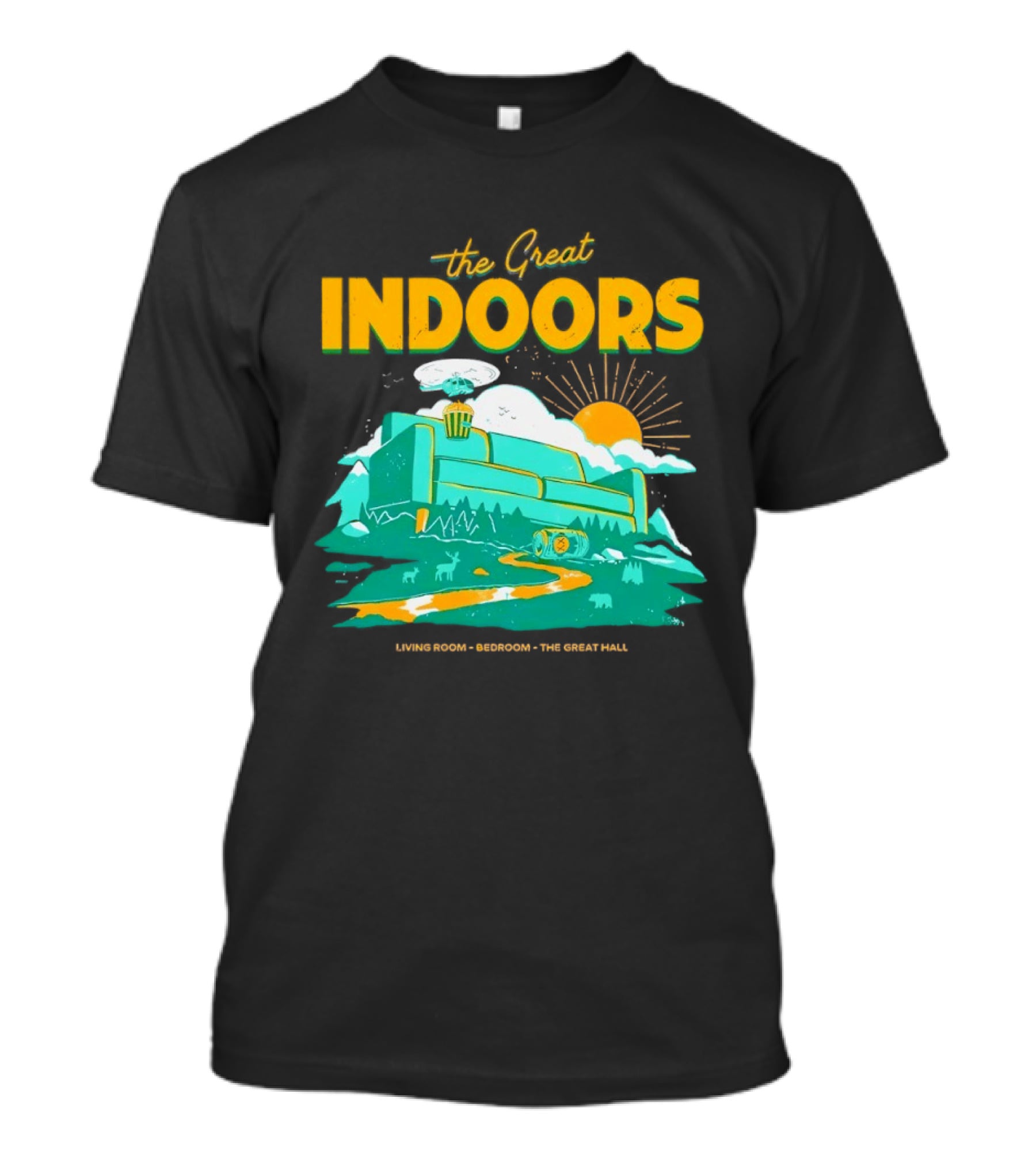 The Great Indoors Living Room Bedroom The Great Hall Couch Nature Sun T-Shirt