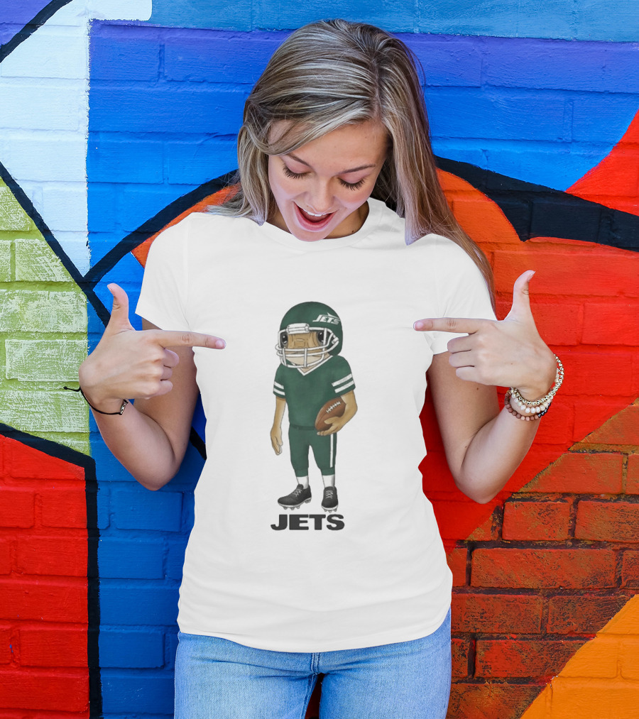 Bad Bunny New York Jets Cartoon Football Player T-Shirt