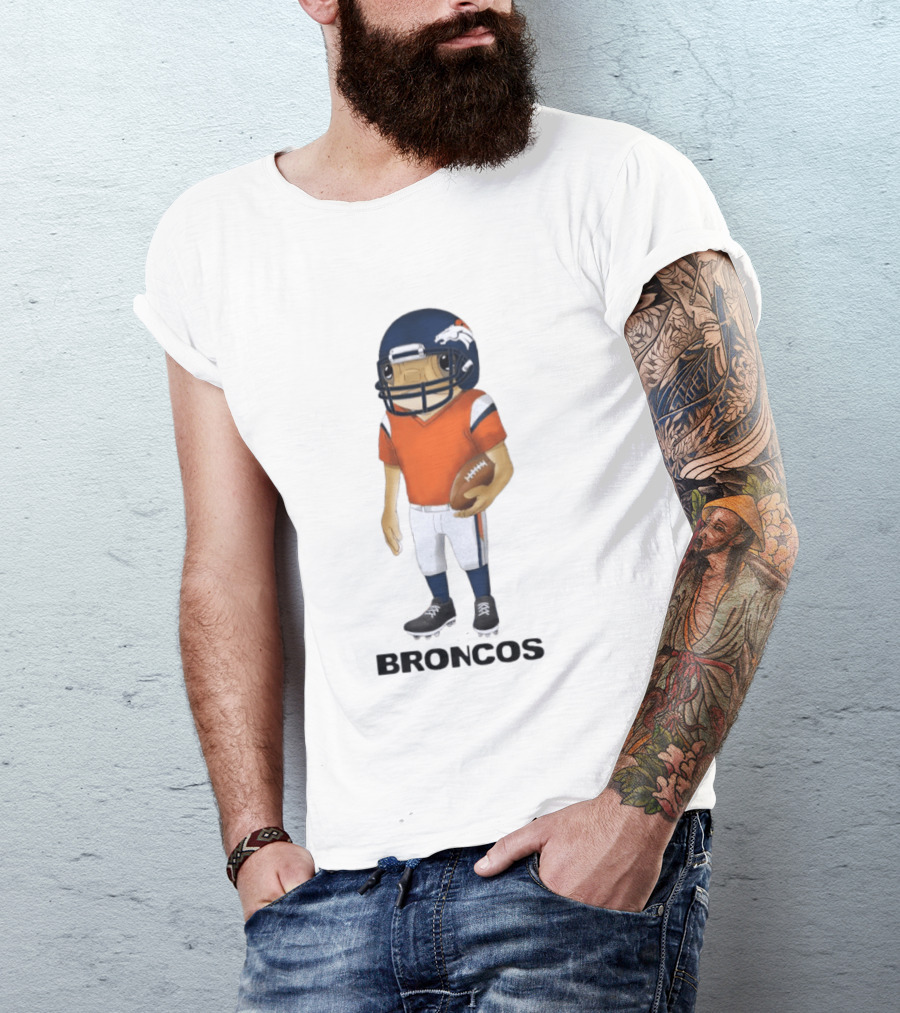 Bad Bunny X Denver Broncos Concho Collaboration Football Player T-Shirt