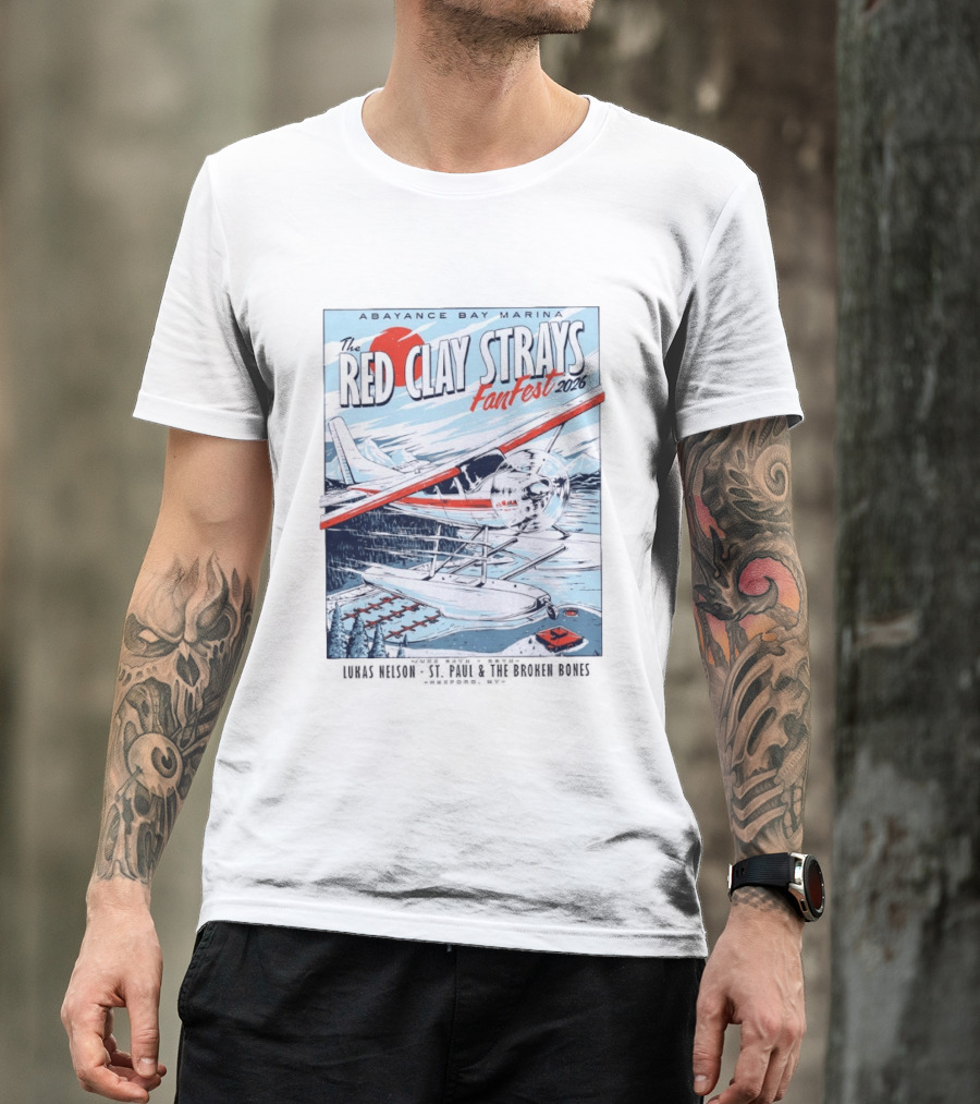Abayance Bay Marina Red Clay Strays Fan Fest 2026 Rexford Montana Airplane Lake Scene T-Shirt