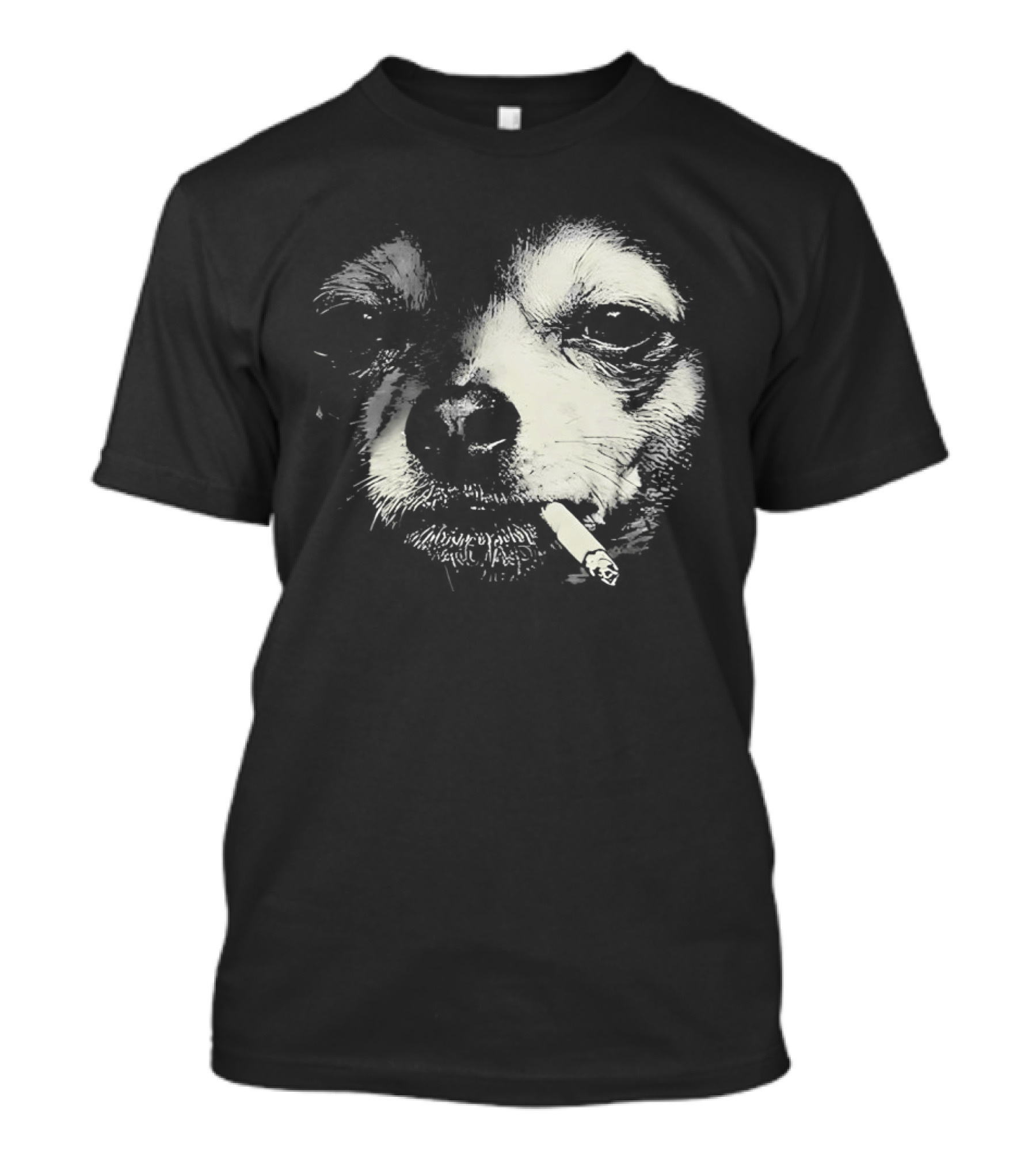 Chihuahua Smoking Cigarette Black And White T-Shirt