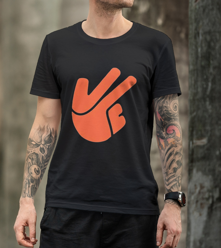 Jb11 Peace Sign Orange Hand Gesture T-Shirt