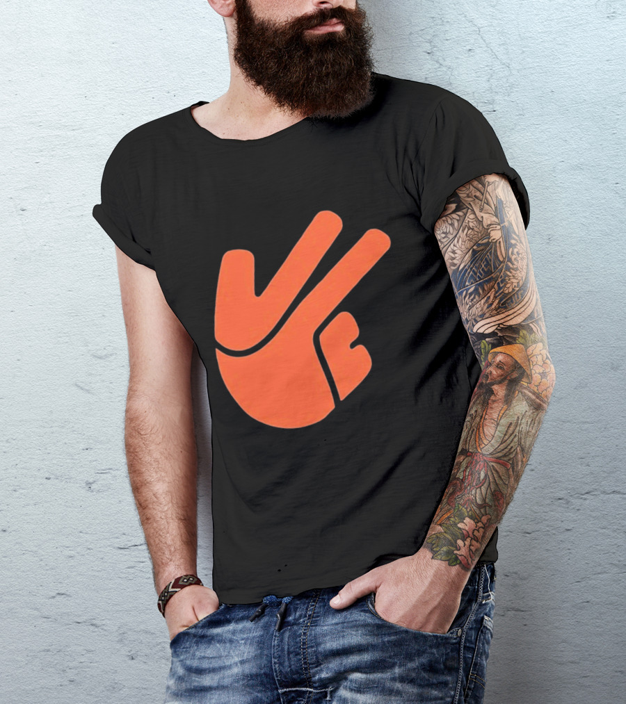 Jb11 Peace Sign Orange Hand Gesture T-Shirt