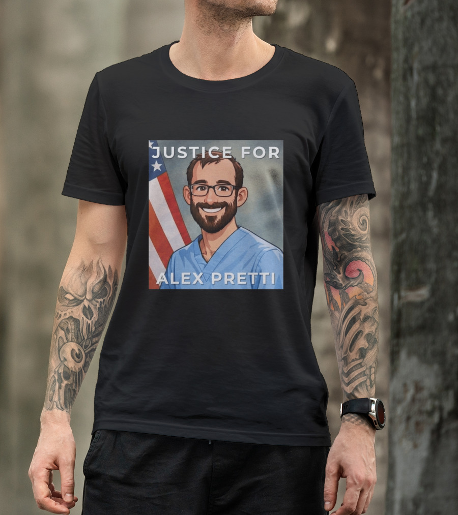 Justice For Alex Pretti Human Rights Protest Flag T-Shirt