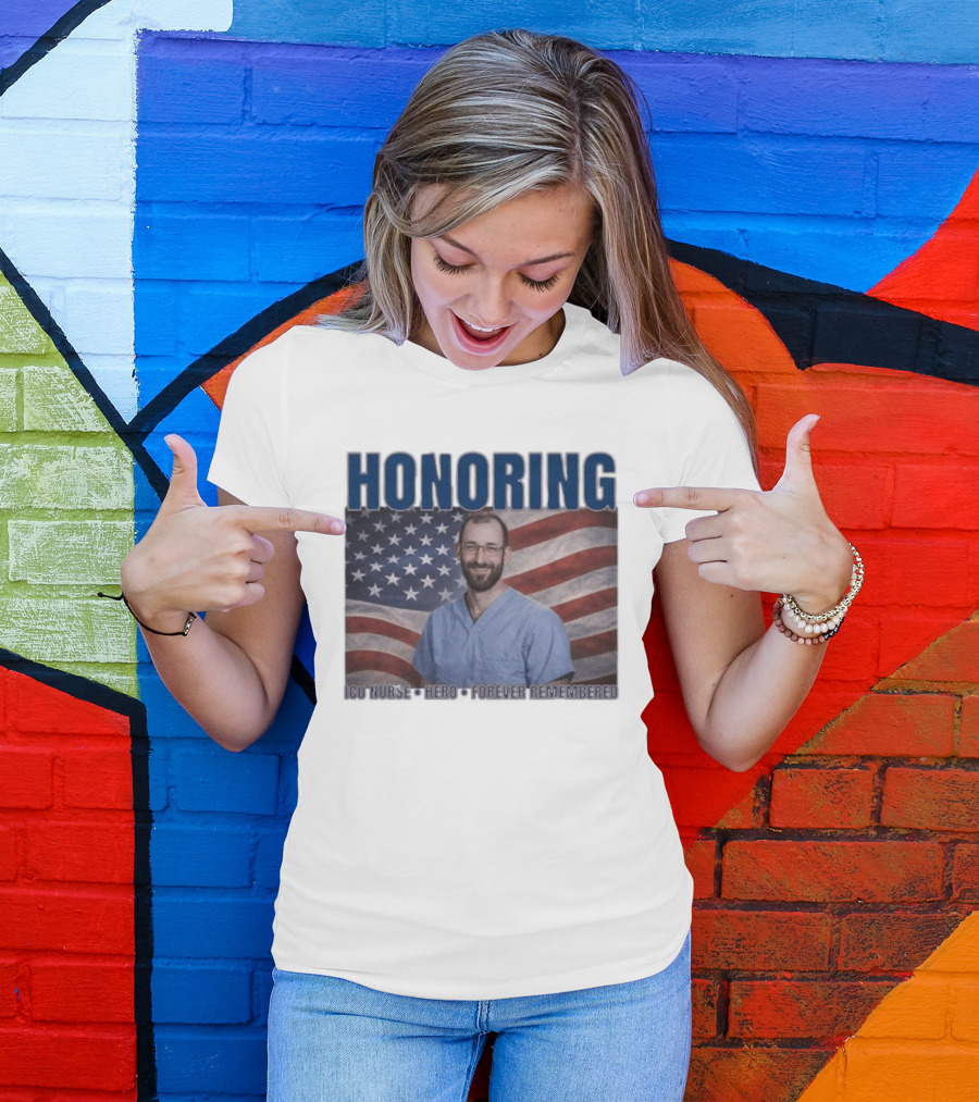 Honoring ICU Nurse Hero Forever Remembered American Flag T-Shirt