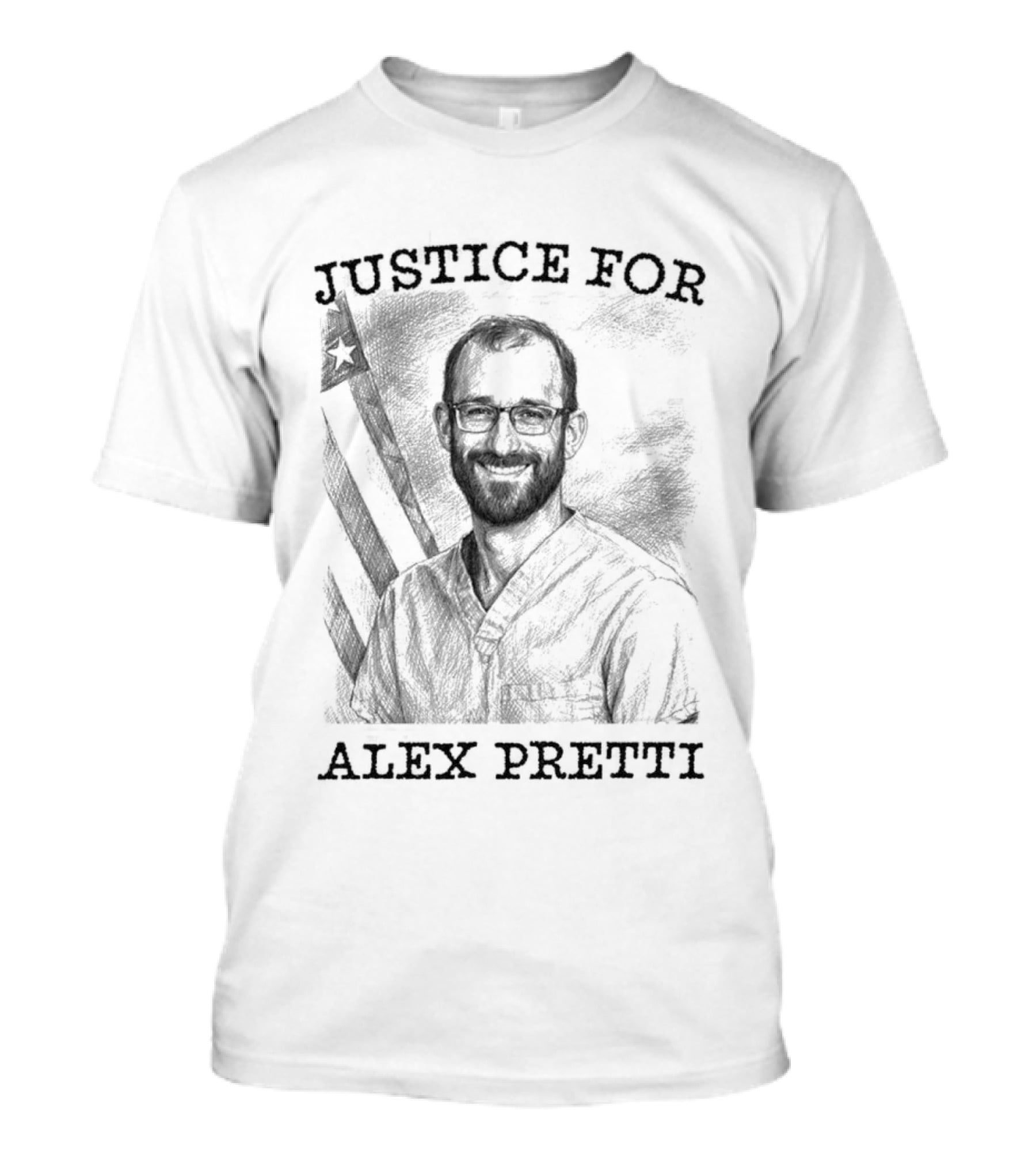 Justice For Alex Pretti Abolish ICE Protest With American Flag T-Shirt