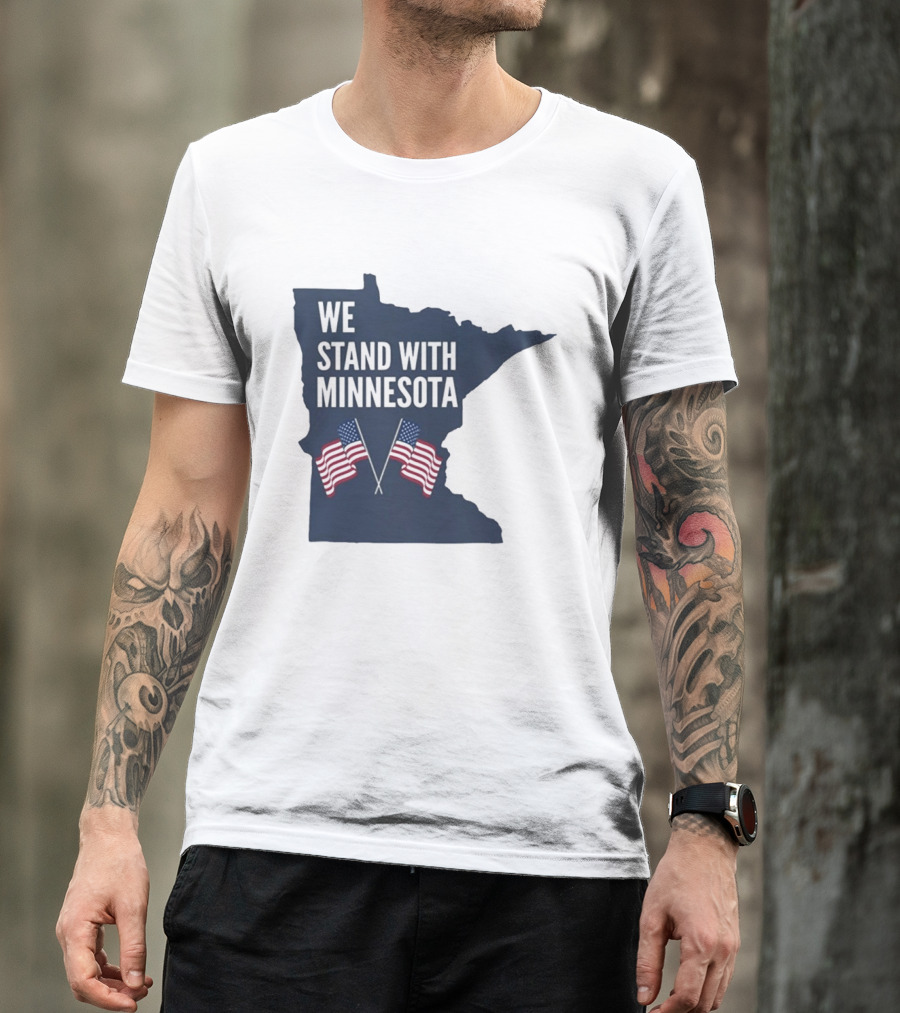 We Stand With Minnesota American Flags Solidarity T-Shirt