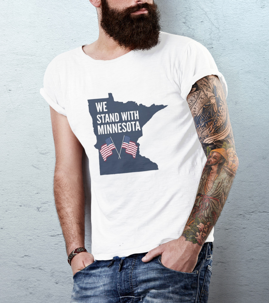 We Stand With Minnesota American Flags Solidarity T-Shirt