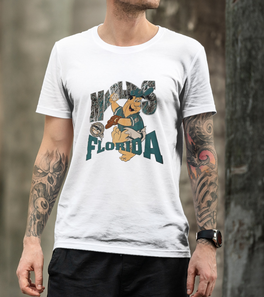 Florida Marlins The Flintstones Crossover Baseball T-Shirt