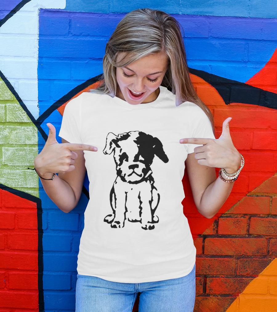 Puppy Dog Mystery Train Sketch Playful Canine T-Shirt